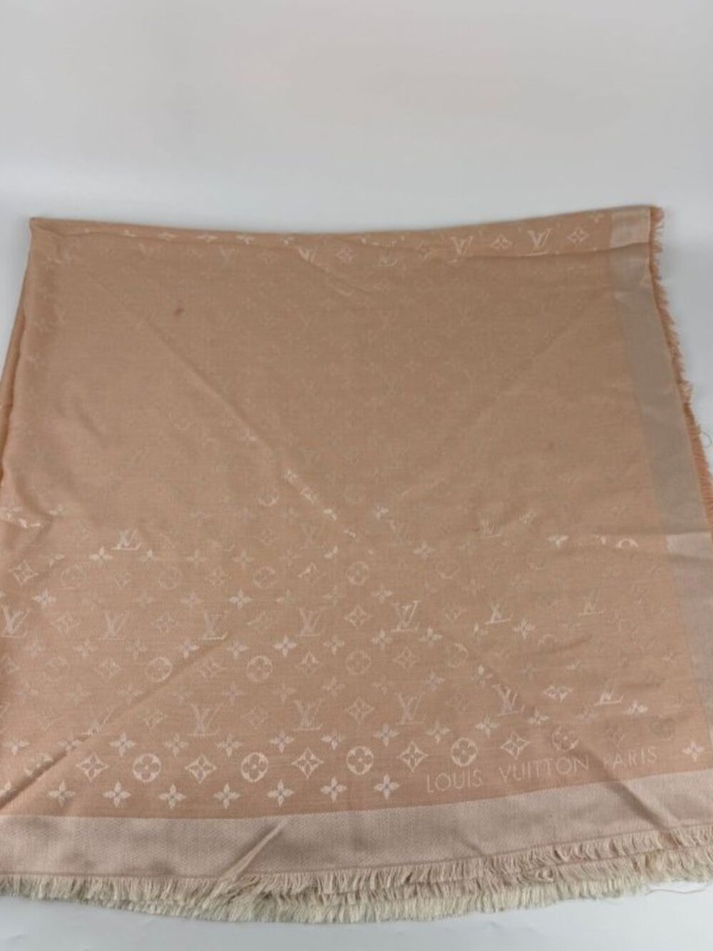 Louis Vuitton Shawl Monogram Pink Silk Wool Vintage Scarf - Picture 2 of 10